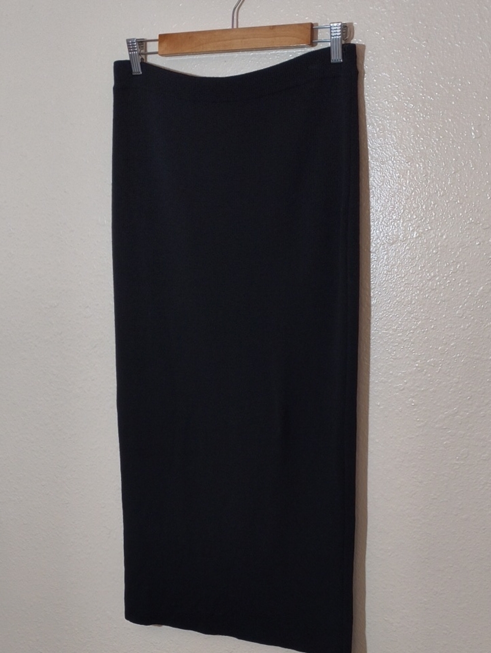 Eileen Fisher Black Italian Wool Maxi Straight Skirt